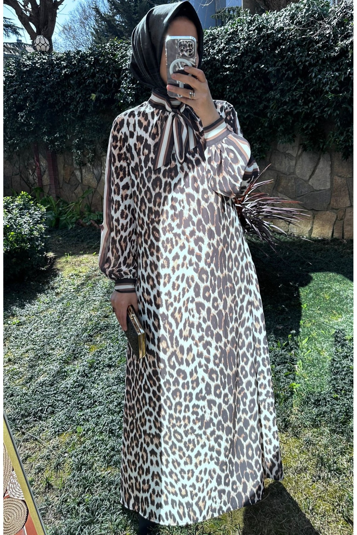 Leopar Desenli Elbise