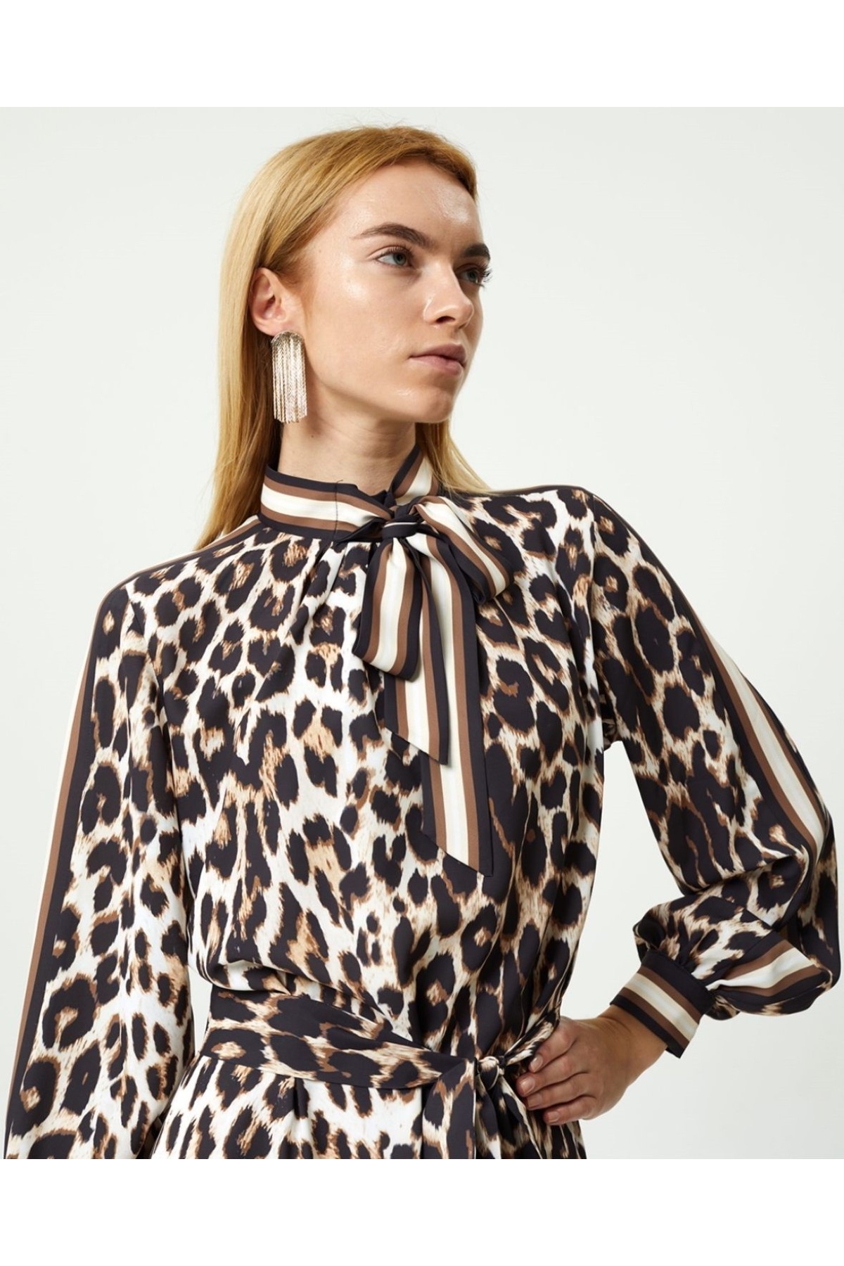 Leopar Desenli Elbise