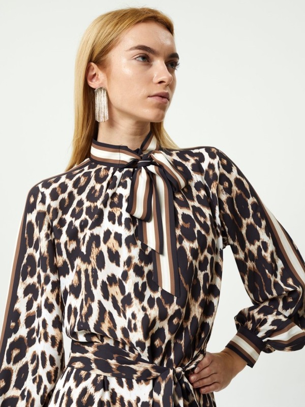 Leopar Desenli Elbise