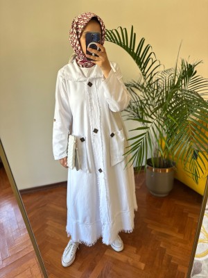 Püsküllü Kap Beyaz