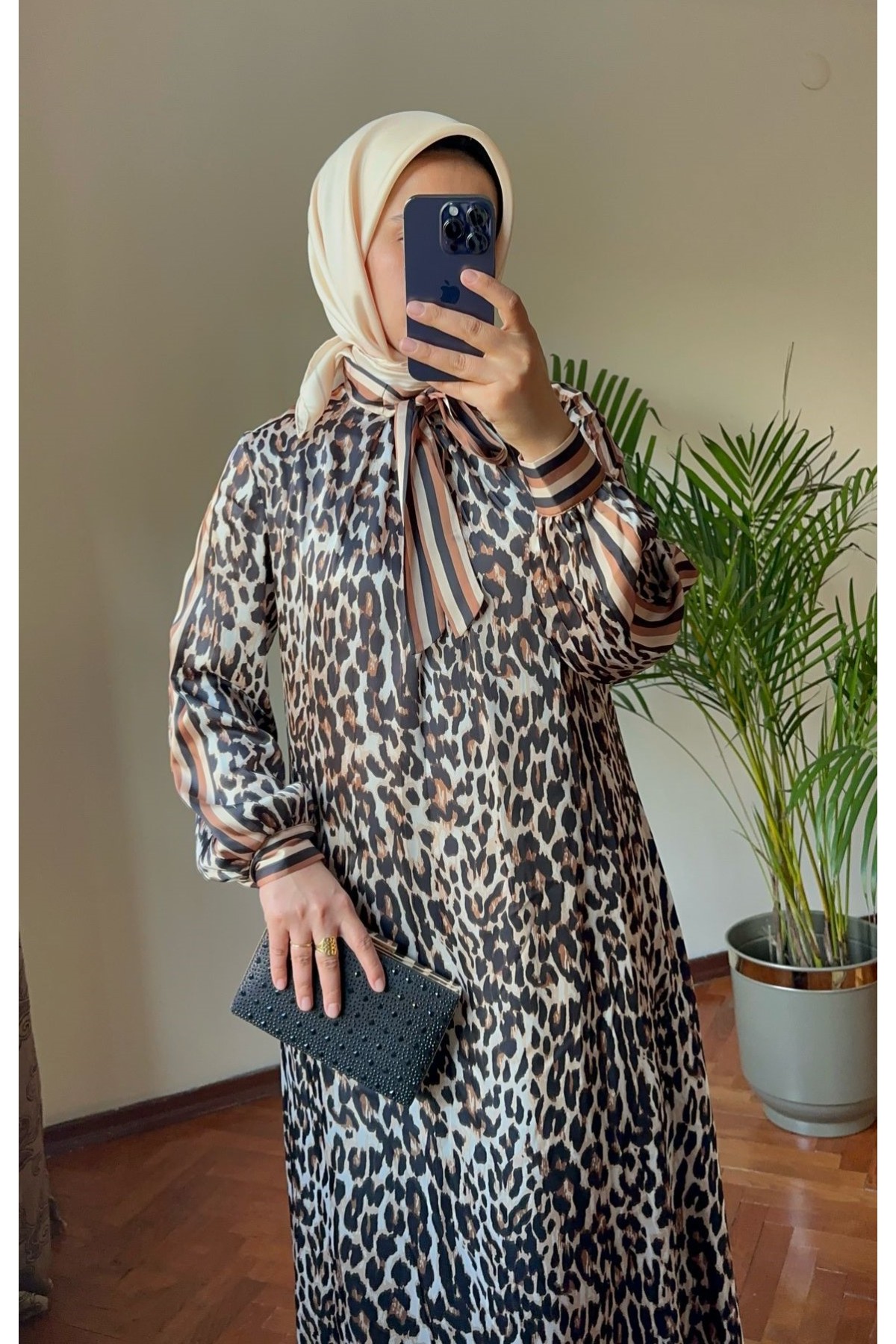 Leopar Desenli Elbise