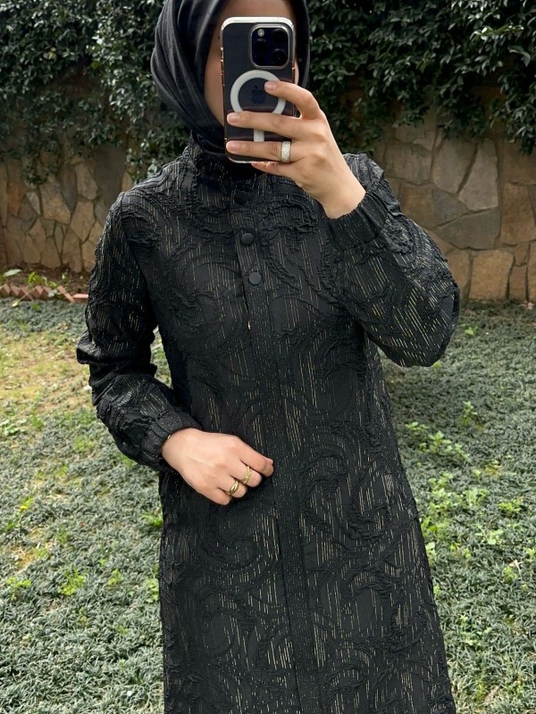 Çıtçıt Detaylı Kap Siyah