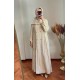 Desenli Abaya Krem