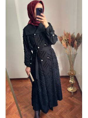 Desenli Abaya Siyah