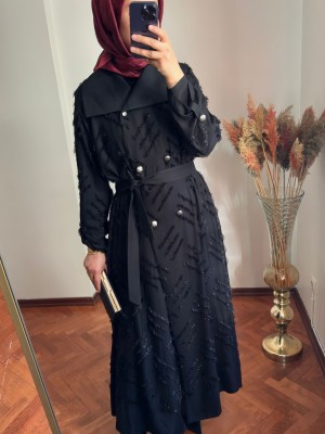 Desenli Abaya Siyah
