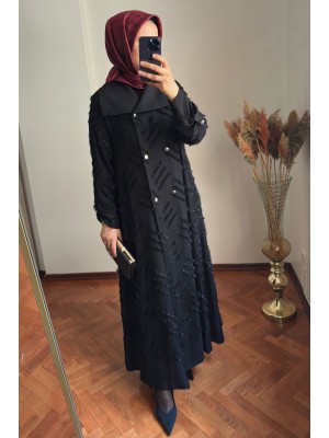 Desenli Abaya Siyah