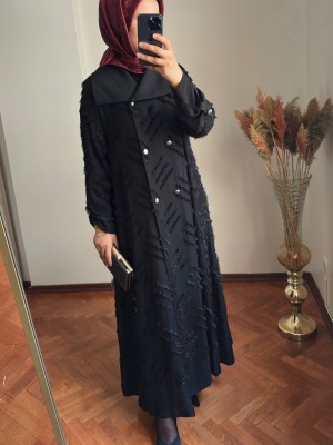 Desenli Abaya Siyah