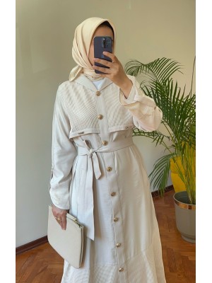 File Detaylı Tensel Giy-Çık Kap Bej