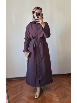 Yeni Sezon Trençkot Mürdüm - 845