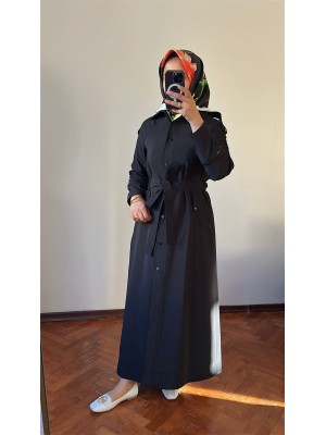 Yeni Sezon Trençkot Siyah - 813