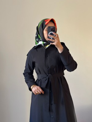 Yeni Sezon Trençkot Siyah - 813