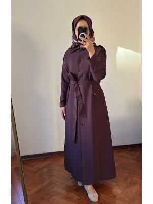 Yeni Sezon Trençkot Mürdüm - 813
