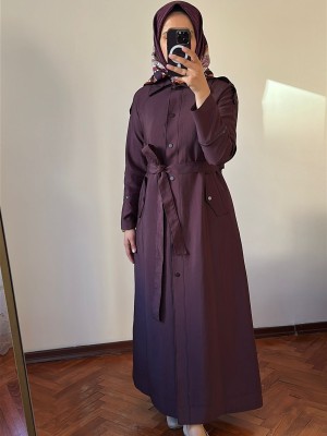 Yeni Sezon Trençkot Mürdüm - 813