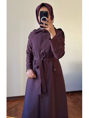 Yeni Sezon Trençkot Mürdüm - 813