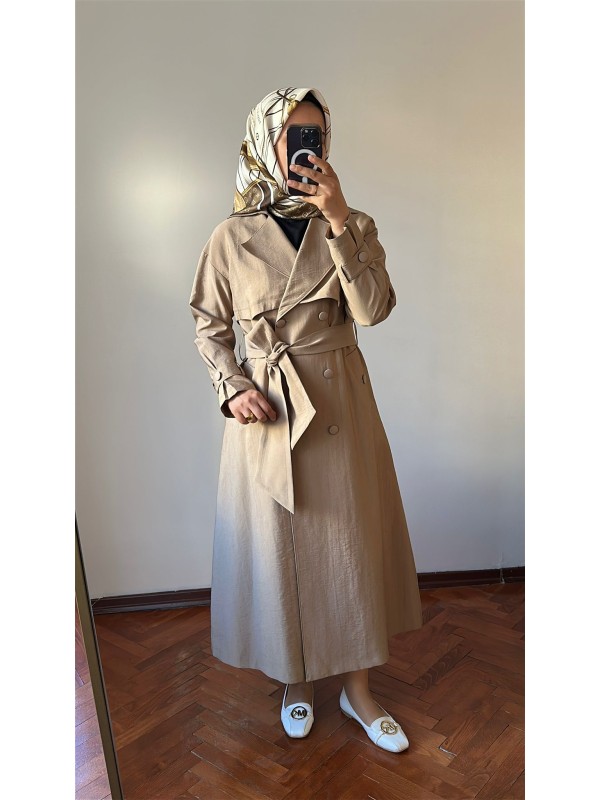 Yeni Sezon Trençkot 877 Bej