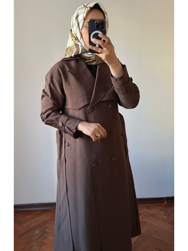 Yeni Sezon Trençkot 877 Kahverengi