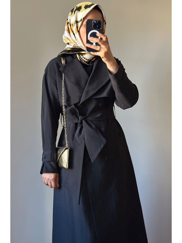 Yeni Sezon Trençkot 877 Siyah