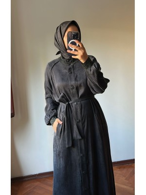 Ribanalı İpek Cupra Ferace Siyah