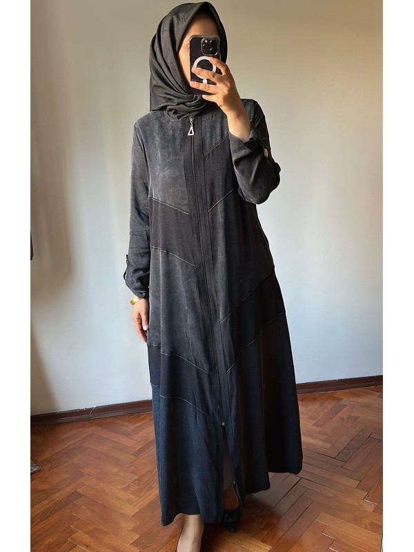 Parçalı İpek Cupra Ferace Siyah