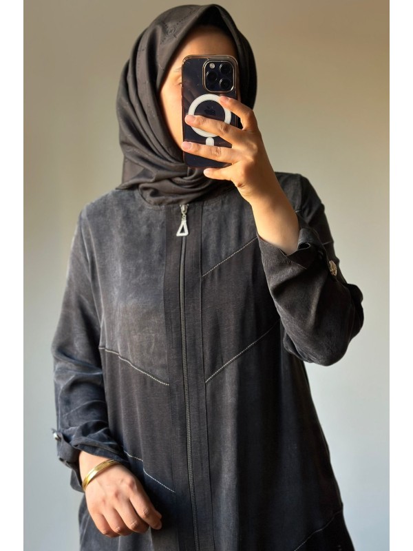 Parçalı İpek Cupra Ferace Siyah