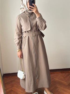 Yeni Sezon Trençkot 878 Vizon