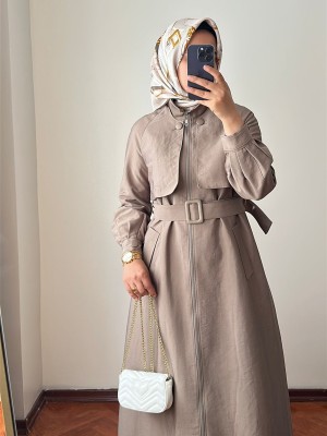 Yeni Sezon Trençkot 878 Vizon