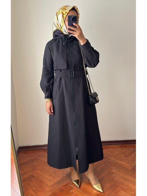 Yeni Sezon Trençkot 878 Siyah