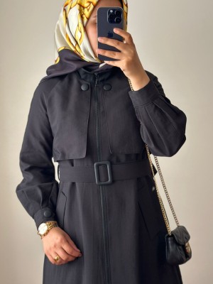 Yeni Sezon Trençkot 878 Siyah