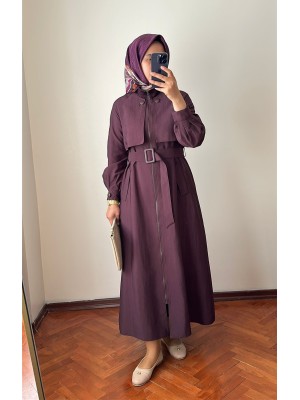 Yeni Sezon Trençkot 878 Mürdüm