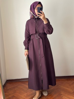 Yeni Sezon Trençkot 878 Mürdüm