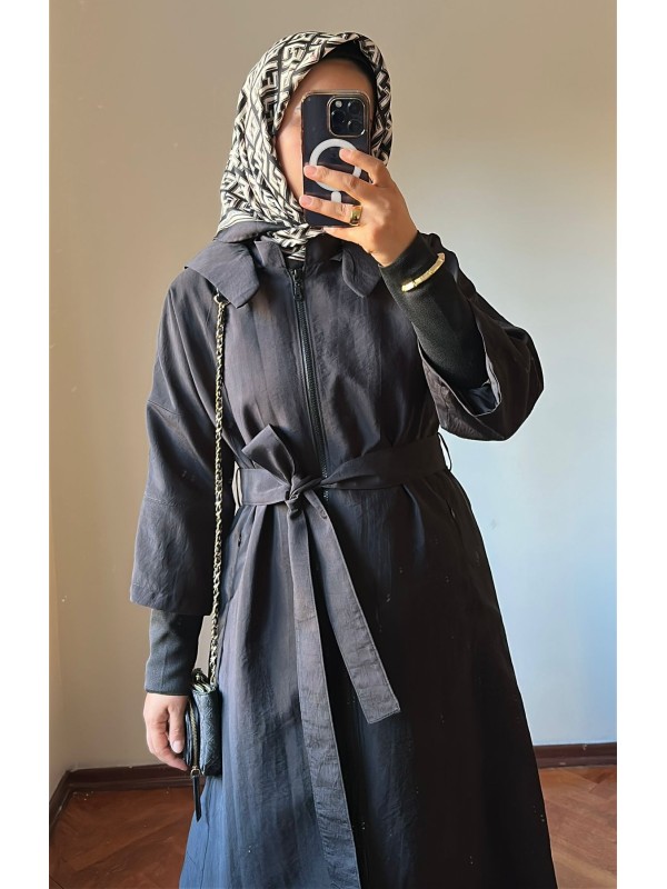 Yeni Sezon Trençkot 856 Siyah