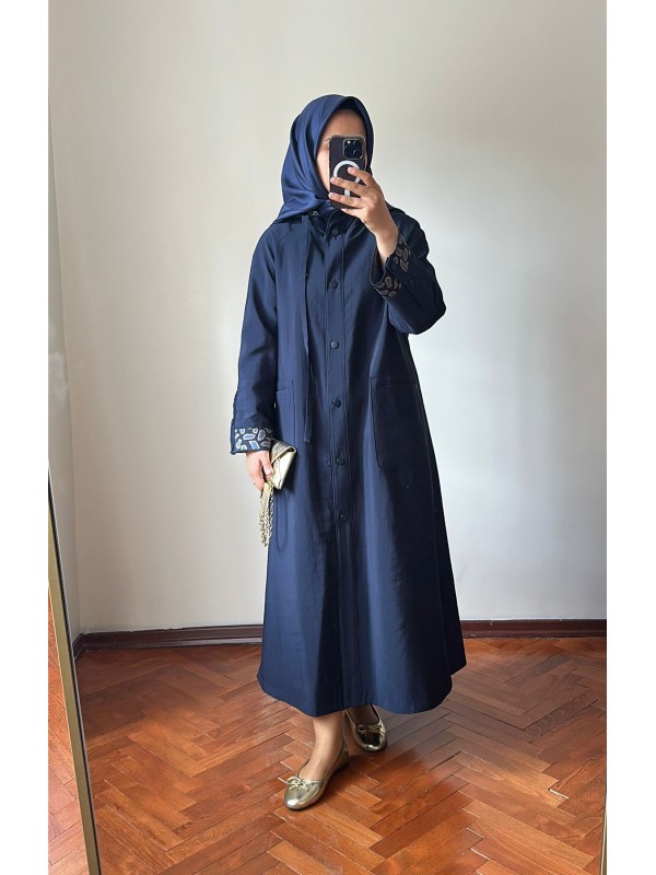 Yeni Sezon Rahat Trençkot Lacivert