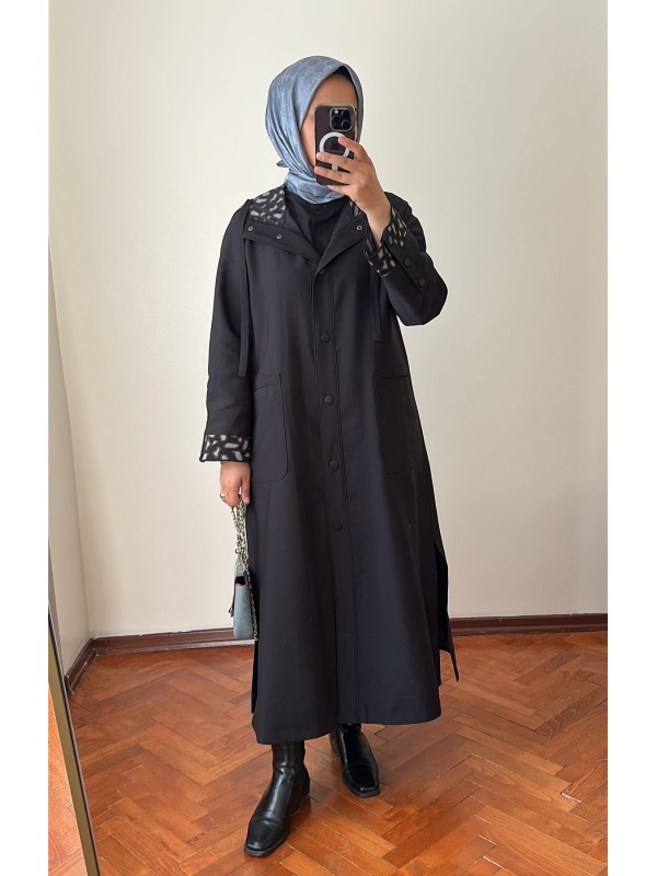 Yeni Sezon Rahat Trençkot Siyah