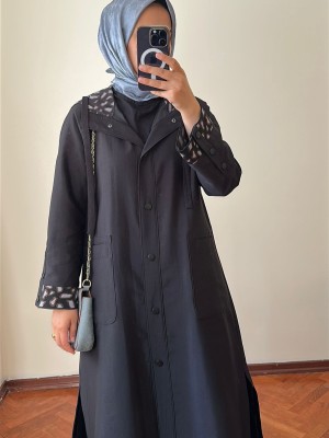 Yeni Sezon Rahat Trençkot Siyah