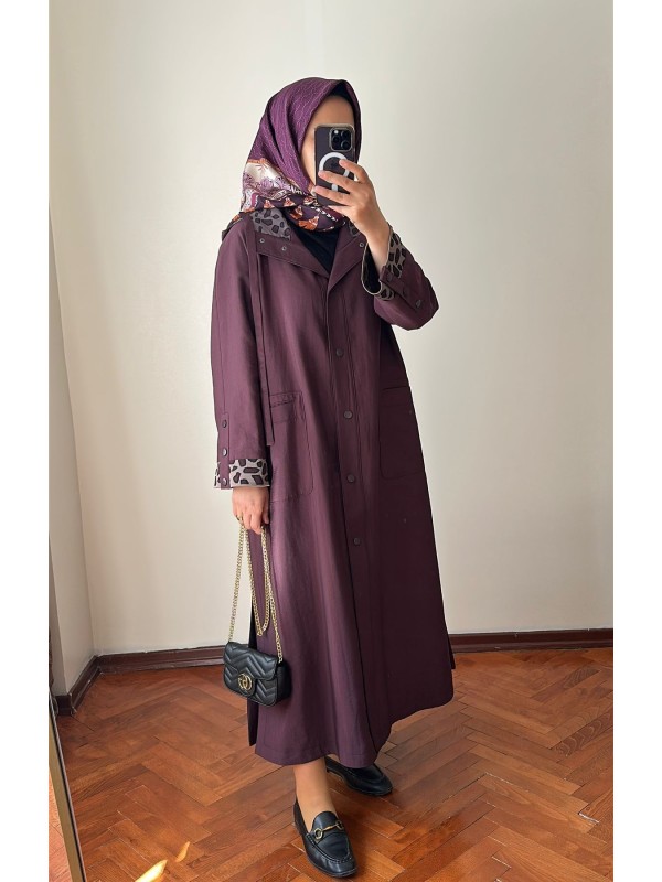 Yeni Sezon Rahat Trençkot Mürdüm