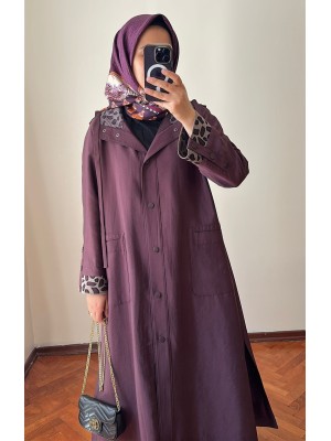 Yeni Sezon Rahat Trençkot Mürdüm