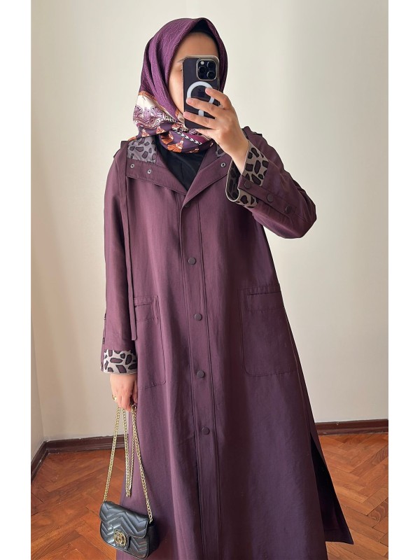 Yeni Sezon Rahat Trençkot Mürdüm