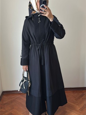 Orhan Mevlana Trençkot Siyah Ön Sipariş 7-10 Gün