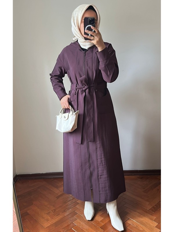 Yeni Sezon Trençkot 886 Mürdüm