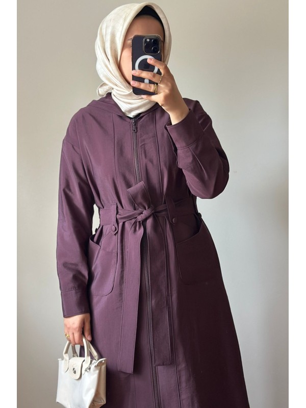 Yeni Sezon Trençkot 886 Mürdüm