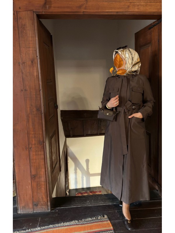 Yeni Sezon Trençkot 880 Kahverengi