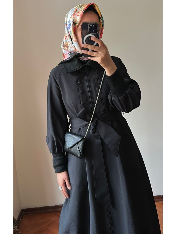 Yeni Sezon Trençkot 818 Siyah