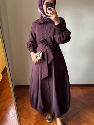 Yeni Sezon Trençkot 818 Mürdüm