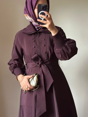 Yeni Sezon Trençkot 818 Mürdüm