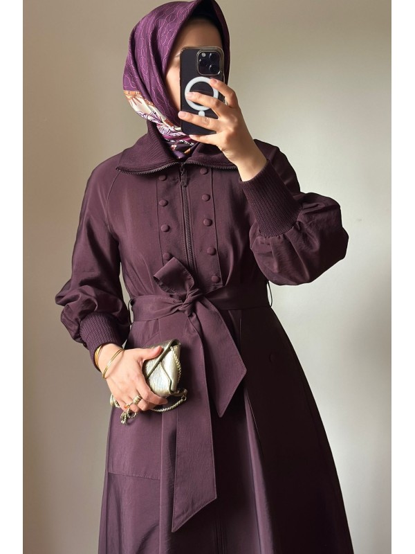 Yeni Sezon Trençkot 818 Mürdüm