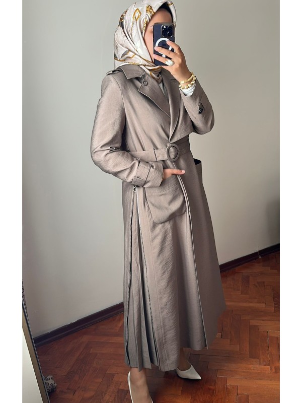 Yeni Sezon Trençkot 814 Vizon