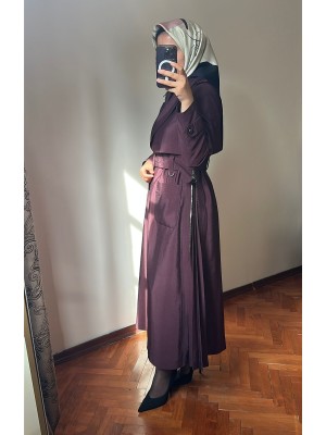 Yeni Sezon Trençkot 814 Mürdüm