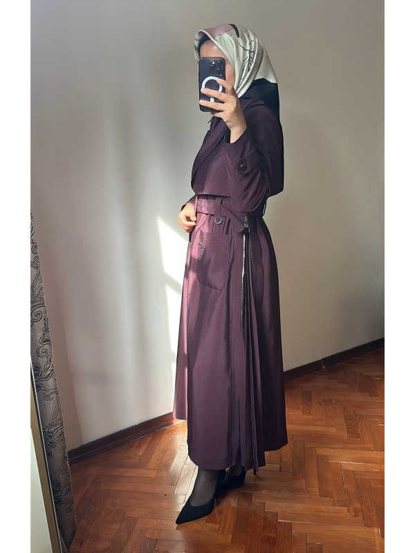 Yeni Sezon Trençkot 814 Mürdüm