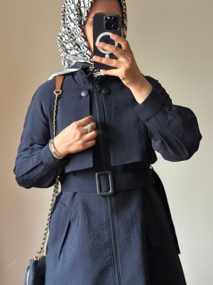 Yeni Sezon Trençkot 878 Lacivert