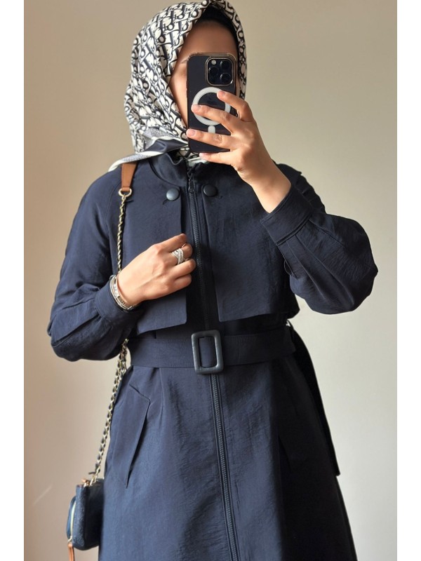 Yeni Sezon Trençkot 878 Lacivert
